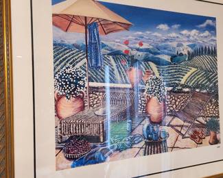 Sorry about the reflection....another colorful framed Print signed by the Artist Sarina. 