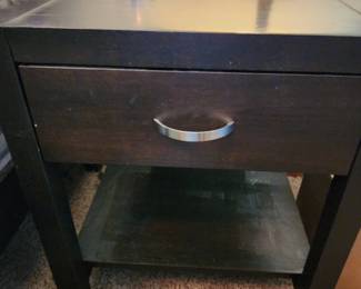 Two Black Contemporary Bedside Tables. 