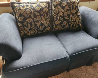 Blue Love Sofa with Interchangeable Pillows. Back side of Pillows are Blue. 