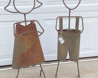 Two Metal Outdoor People Planter Holders