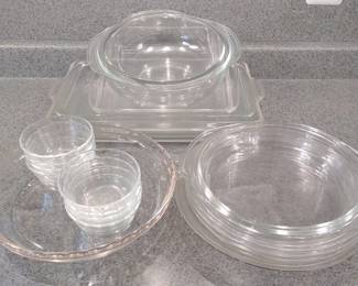 Large lot of Pyrex Clear Baking Pie Dishes