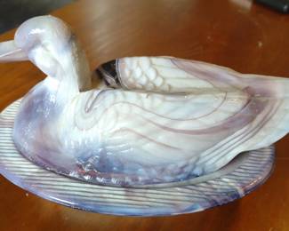 Westmoreland Purple Slag Glass Duck Candy Dish
