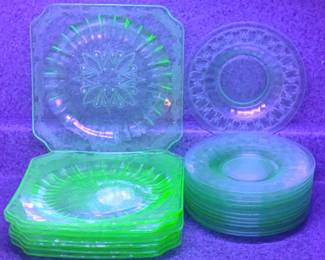 Uranium Glass Serving Plates