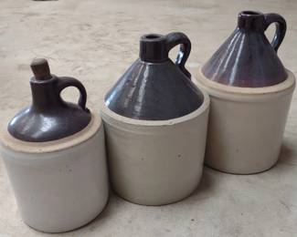 3 Stoneware Moonshine Jugs