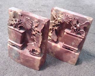 Soapstone Carved Bookends