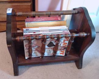 Playboy Magazines in Wood Magazine Rack