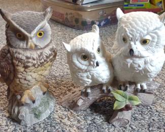 Two Andrea Sadek Owl Figurines