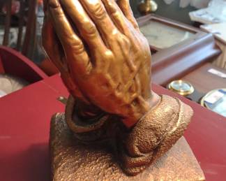 Praying Hands Golden Plaster Sculpture