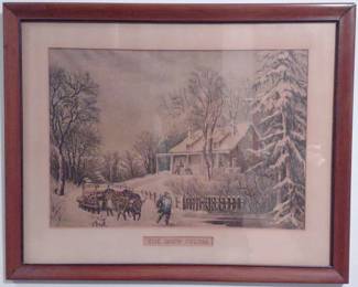 Currier & Ives "The Snow Storm" Lithograph
