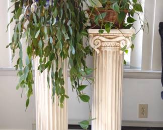 Two Greek Style Plant Stand Pillar Columns & Plant