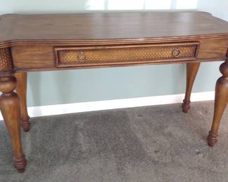 Wood Herringbone Console Table w/ Single Drawer