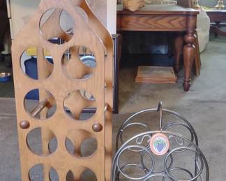 2 Wooden & Metal Wire Wine Racks