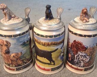 3 Budweiser Hunters Companion Series Dog Steins