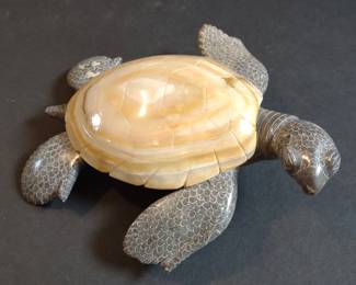 8" Carved Stone Sea Turtle Figurine