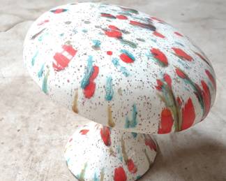 Vintage Speckled Pottery Mushroom Art