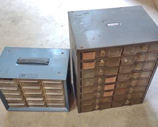 Two Metal Hardware Organizers w/ Contents