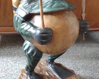 21" Tall Diver Frog Wooden Carved Sculpture