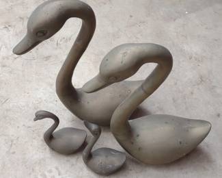 4 Brass Swan Figures