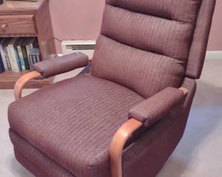 Red Upholstered La-Z-Boy Rocking Recliner Chair