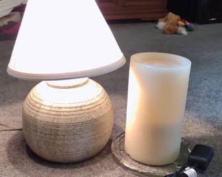 Ceramic Table Lamp & Water Candle