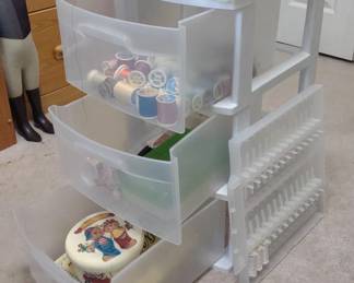 3 Drawer Organizer w/ Assorted Sewing Thread