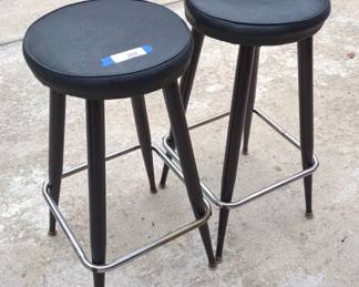 Two Vintage Black Bar Stools