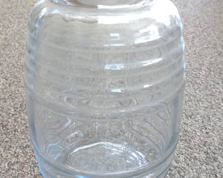 Vintage 13" Ribbed Barrel Glass Jar