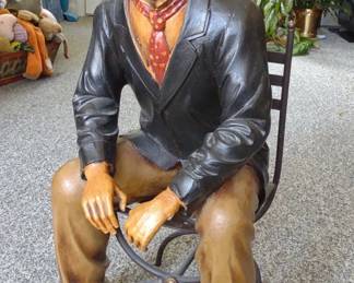 25" Charlie Chaplin Resin Sculpture in Chair