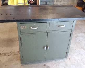 Metal Work Bench w/ Wooden Table Top