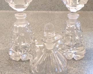 3 Clear Glass Cruets w/ Stoppers