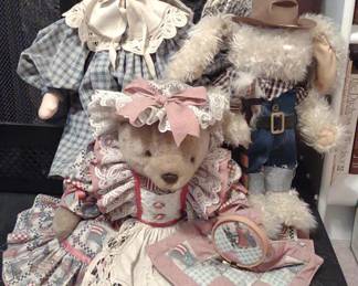 3 Vintage Stuffed Bears & Rabbit