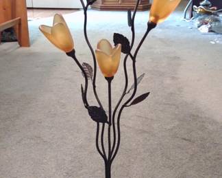 Metal & Glass Shade Table Lamp / Light