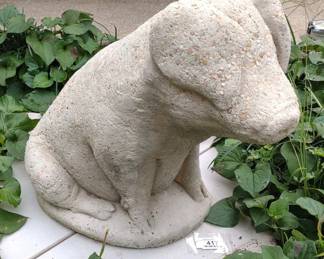 16" Concrete Outdoor Sitting Pig Statue (Solid)