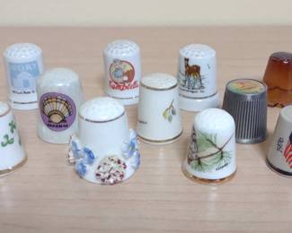 11 Porcelain & Glass Sewing Thimbles