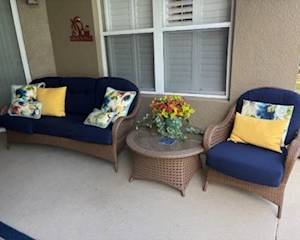 Outdoor sofa coffee table and chair custom outdoor pillows