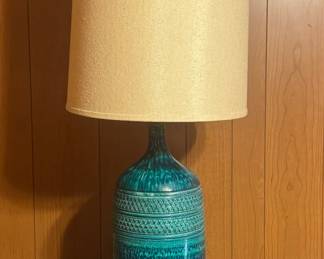 Vintage Large MCM Turquoise Ceramic Table Lamp