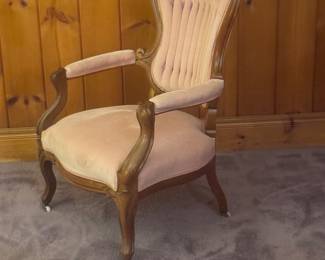 Victorian Style Carved Wood Arm Chair