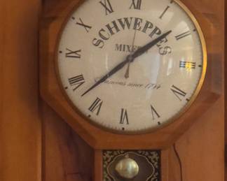 Vintage Schweppes Mixers "Famous Since 1794" Wall Clock