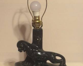 MCM Black Panther Lamp with Red Metal Shade