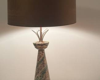 MCM Two Tier Lamp Shade and Turquoise & Gold CeramicTable Lamp