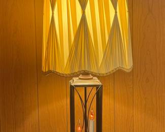 2 Tall Lantern Style Lamps with Pleated Shades