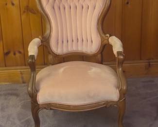 Victorian Style Carved Wood Arm Chair
