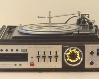 Vintage Electrophonic Modular Stereo System Includes: Vintage Gerrard 6-200 C Vinyl Record Player, 8 Track, and AM/FM Mutiplex Stereo Receiver