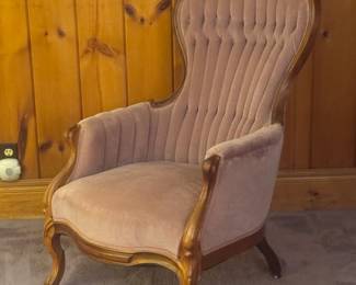 Victorian Style Carved Wood Arm Chair