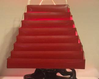 MCM Black Panther Lamp with Red Metal Shade