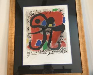 Wall Art Lizards with Gold feathers Austria by Joan Miro artist proof