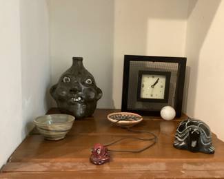 Small bowls, clock, Octopus Tea Pet, turtle paperweigh