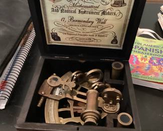 Antique Brass Sextantwith wooden case J Scott London