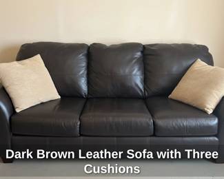 Dark Brown Leather-Like Sofa