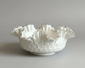 Fenton Milk Glass Hobnail Ruffled Bowl